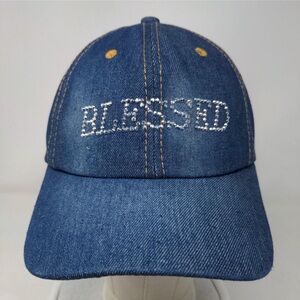 Madd Hatter , Blessed Strapback Hat Denim, One Size Denim Studded, New